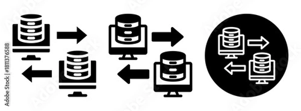Fototapeta Data Exchange Icon Collection Glyph & Mixed Style