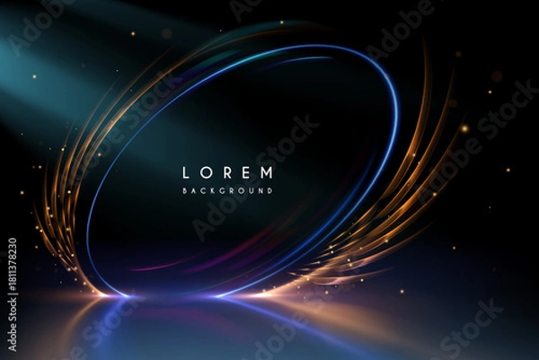 Fototapeta Light circle frame template with sparks