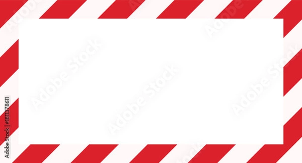 Obraz Candy cane christmas frame with blank space. Christmas border frame. Merry Christmas Candy cane rectangle frame card elements decoration. New Year picture frame ribbon. Xmas striped border