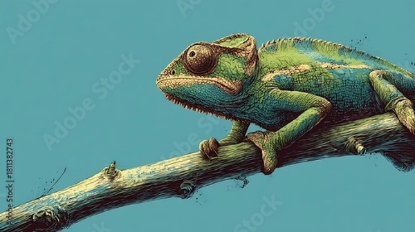 Fototapeta lizard on a branch