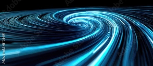 Fototapeta Swirling blue light patterns in a dynamic motion