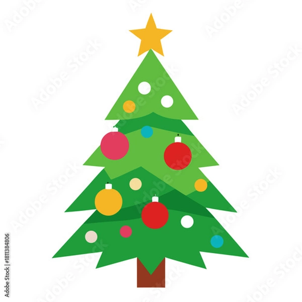 Obraz A colorful Christmas decorated tree on clear white background