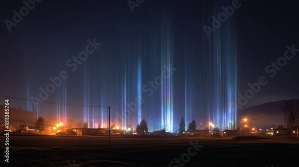 Fototapeta Bright beams light up winter nights