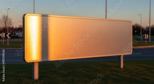 Fototapeta Blank Signage Illuminated by The Golden Hour, Awaiting Messaging Opportunities