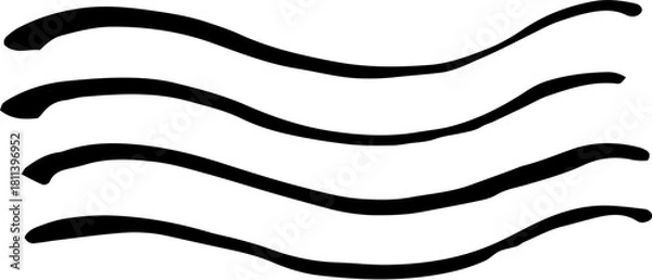 Fototapeta Vintage Wavy Postmark Cancellation – Hand-Drawn Wave Lines, Rough Ink Texture, Mail & Postcard Illustration, Isolated SVG