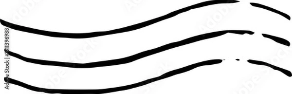 Fototapeta Vintage Wavy Postmark Cancellation – Hand-Drawn Wave Lines, Rough Ink Texture, Mail & Postcard Illustration, Isolated SVG