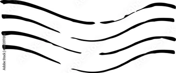 Fototapeta Vintage Wavy Postmark Cancellation – Hand-Drawn Wave Lines, Rough Ink Texture, Mail & Postcard Illustration, Isolated SVG