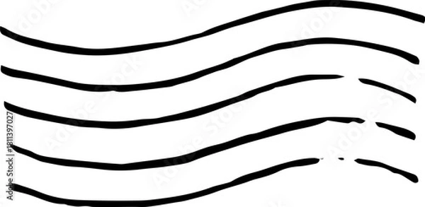 Fototapeta Vintage Wavy Postmark Cancellation – Hand-Drawn Wave Lines, Rough Ink Texture, Mail & Postcard Illustration, Isolated SVG