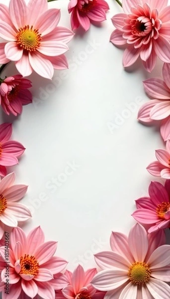 Fototapeta Abstract floral frame with soft petals, delicate lines, elegant, design element