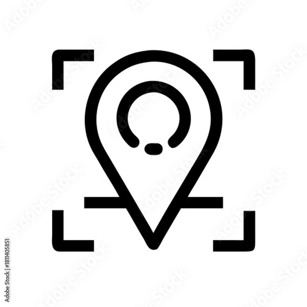 Fototapeta A location pin inside a square frame with cut corners indicating a specific geographic position point