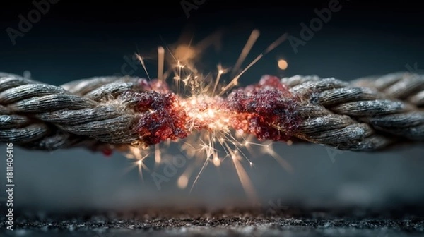 Fototapeta High-Speed Breakage of Rope with Sparks