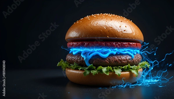 Obraz Futuristic Neon Burger