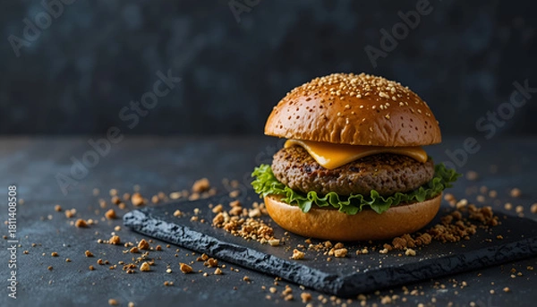 Obraz Burger with Dramatic Lighting