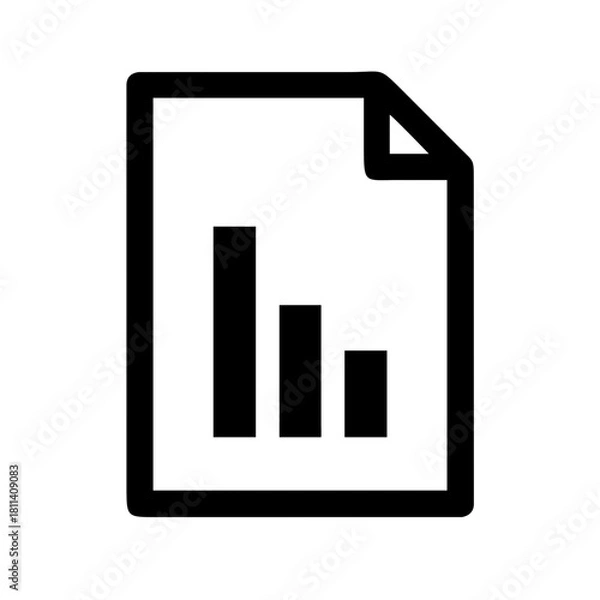 Fototapeta Black and white graphic showing a document with a bar chart indicating a downward trend displayed clearly