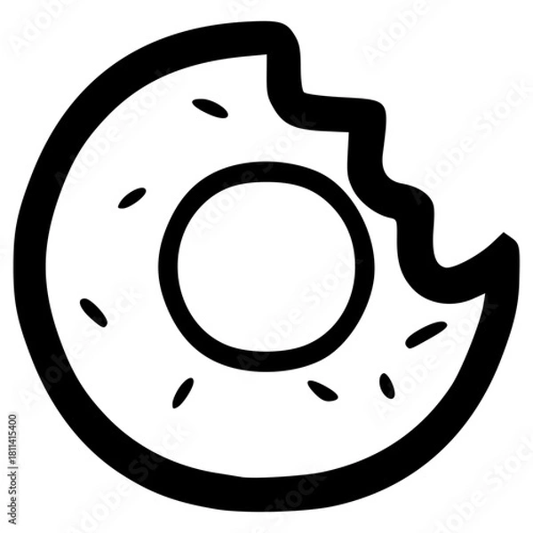 Fototapeta doodle bitten donut illustration hand drawn outline vector