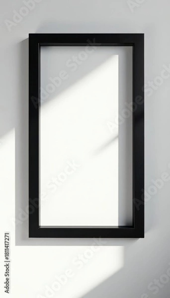 Fototapeta Bold rectangular black frames casting shadows on white backdrop , frame, elegant