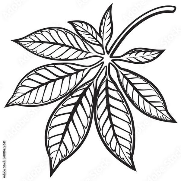 Obraz  Stylized Chili Leaf Veins