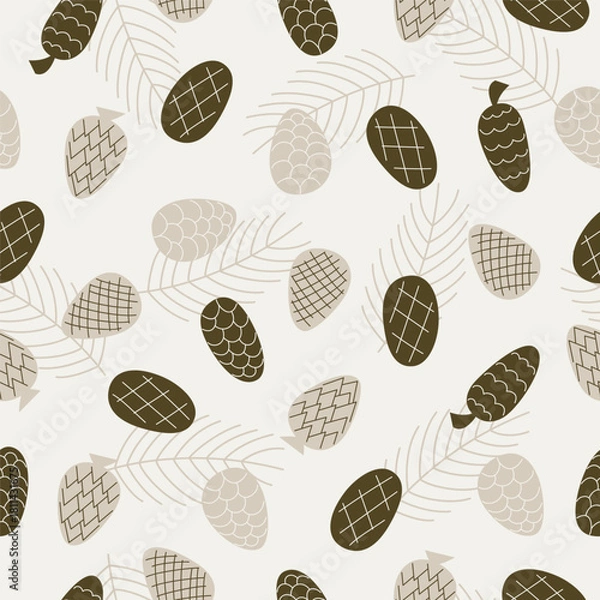 Obraz seamless pattern with pine cones