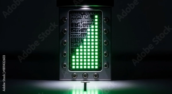 Fototapeta Digital Technology Device Displaying Progress, Illuminated With Glowing Green LED Lights