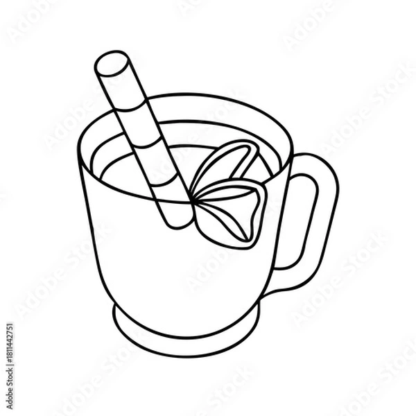 Fototapeta Mug of mulled wine with star anise isolated on