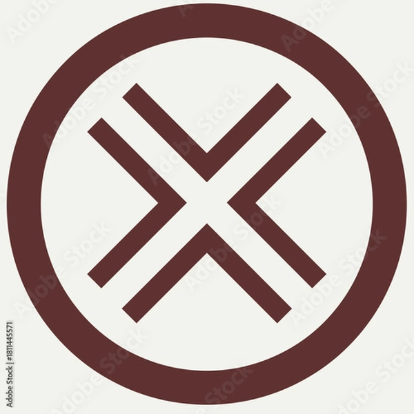 Fototapeta Brown circle emblem showing crisscross symbol for branding. Brown circle emblem represents a creative design, perfect for visual communication and graphic layouts.