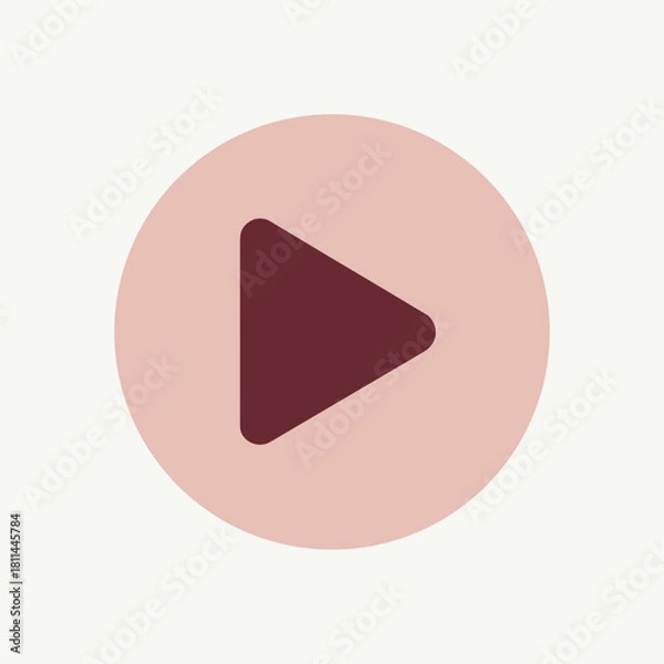 Fototapeta Play button icon in light pink and maroon, a simple symbol for multimedia and user interface design. Play button allows seamless navigation, accessing a range of audio and video files.