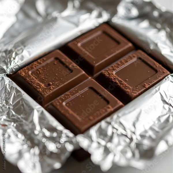 Fototapeta A delicious snack of dark chocolate bar with nuts isolated on white background
