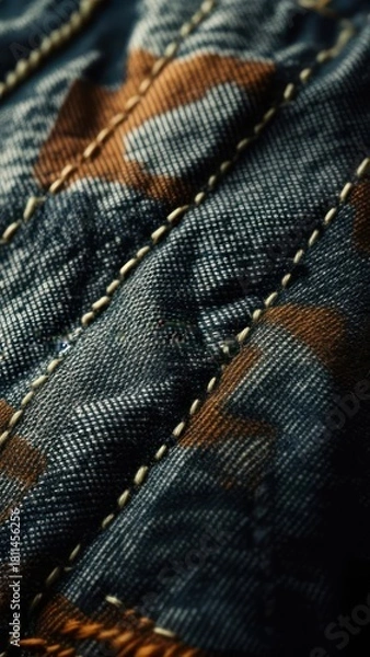 Obraz Denim texture with visible stitching details