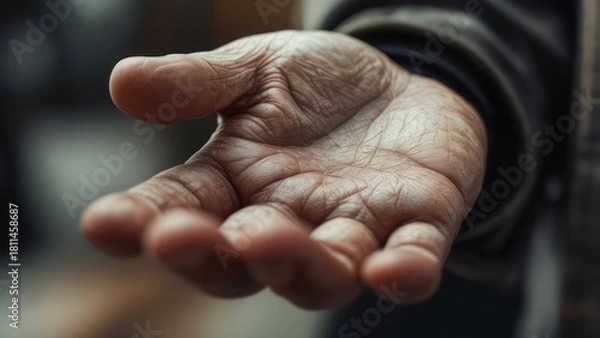 Obraz Elderly hand with visible lines and wrinkles