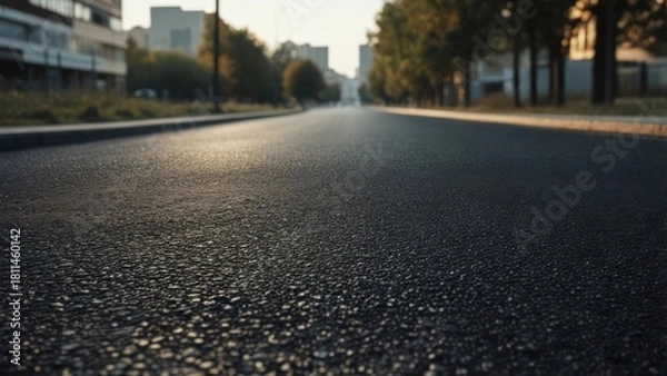 Obraz Empty asphalt road leading to city skyline