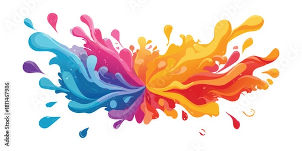 Fototapeta Dynamic colorful liquid paint splash vector illustration
