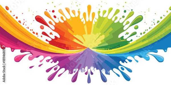 Fototapeta Vibrant rainbow color paint splash burst abstract vector background