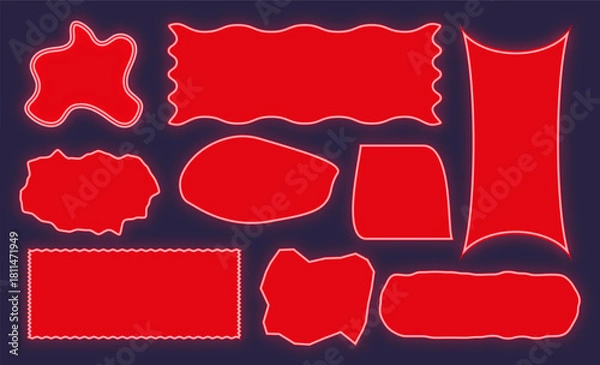 Fototapeta Neon Glowing Abstract Shapes Set