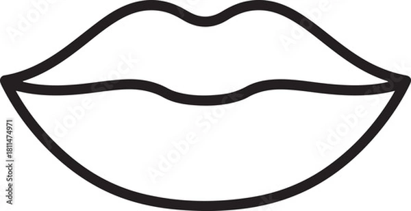 Fototapeta Outline illustration of human lips simple graphic icon for beauty concepts