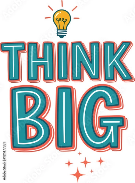 Fototapeta think big playful solid color creative productivity vector design