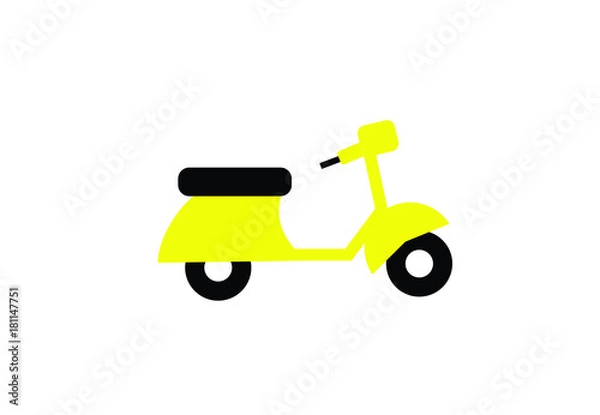 Fototapeta Yellow scooter isolated on white background