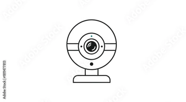 Fototapeta Simple line drawing of a modern webcam with a clean, minimalist design on a white background.
