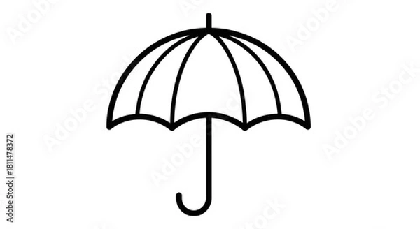 Fototapeta Simple black and white illustration of an open umbrella on a white background
