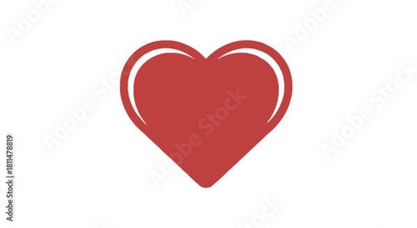 Fototapeta Simple red heart symbol on a clean white background, representing love and affection.