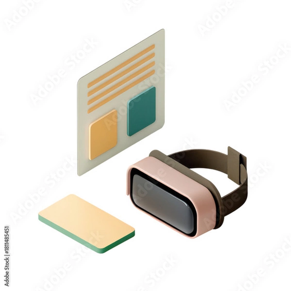 Obraz Virtual reality headset with digital interface elements, immersive technology concept with modern design and soft colors