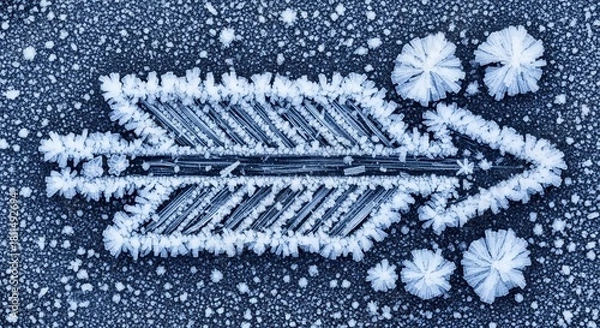 Fototapeta Frozen Arrow Formation: A Detailed Macro Shot With Ice Crystals on a Textured Surface