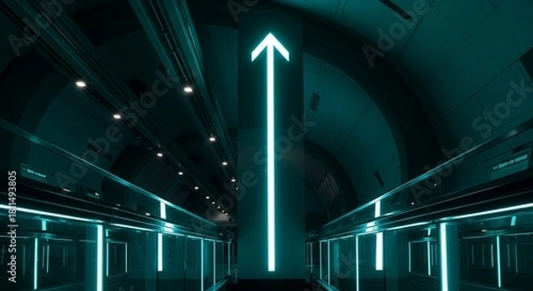 Obraz Futuristic Illuminated Arrow Ascending in A Sleek Modern Tunnel Design