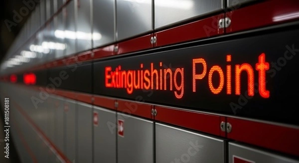 Fototapeta Illuminated Extinguishing Point Signage in Modern Subway Station, Selective Focus