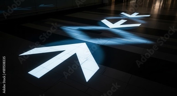 Obraz Illuminated Floor Arrows Displaying Directional Guidance And Futuristic Lighting Concepts