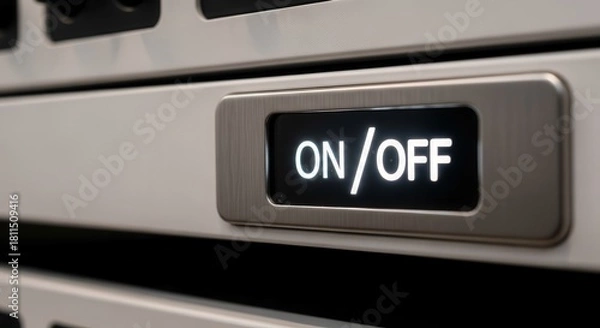Obraz Illuminated On/Off Button Detail on Appliance Panel Showing Powering Functionality