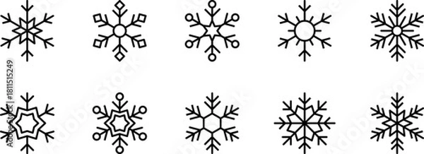 Obraz Winter Snowflake Outline Icons