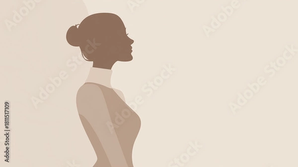Obraz A smooth, elegant minimalist female body silhouette in soft neutral tones.