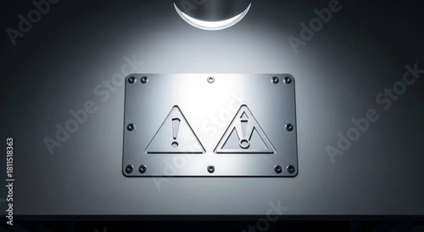Obraz Industrial Warning Sign Displayed Under Dramatic Lighting Aesthetic