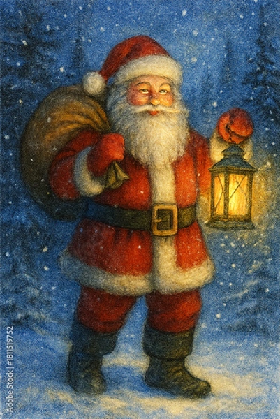 Fototapeta santa claus with christmas tree