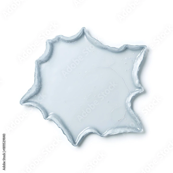 Fototapeta Isolated cracked frozen puddle fragment on pure white background, nature's beauty